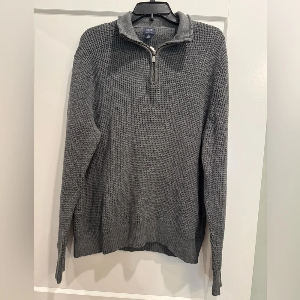 J. Crew Men's Gray Quarter-Zip Sweater 100% cotton